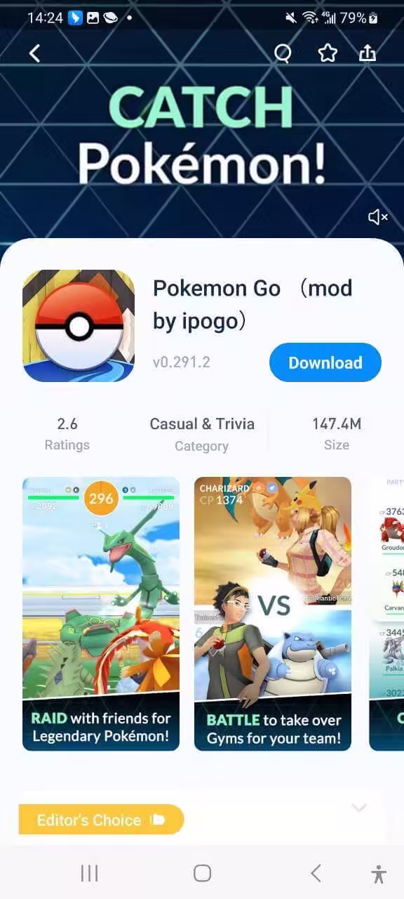 open tutuapp and search for pokemon go to download