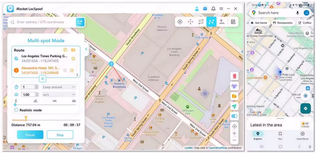 locspoof auto walking on google map