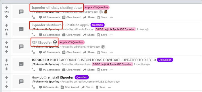 reddit post on ispoofer shut down