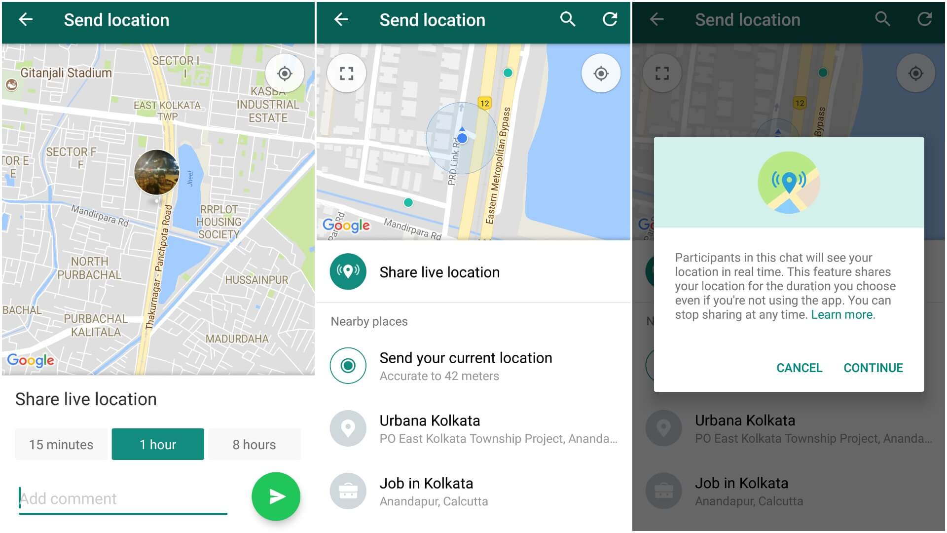 how to share live location on whatsapp