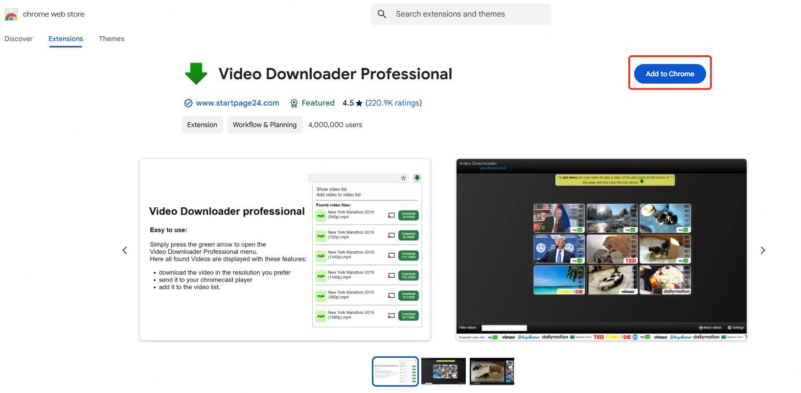 add video downloader professional to chrome