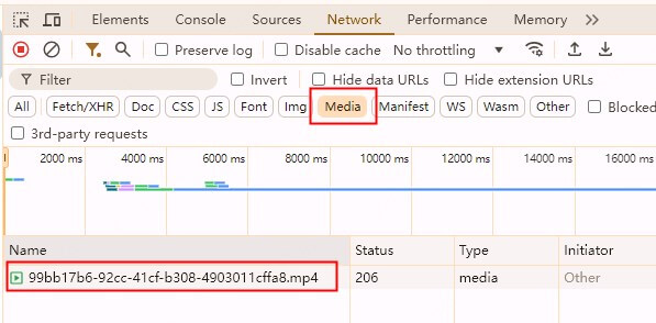 choose media in developer tool to download embedded video