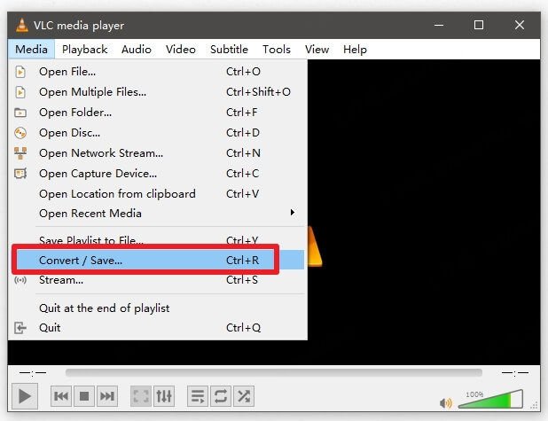 vlc player click media convert save