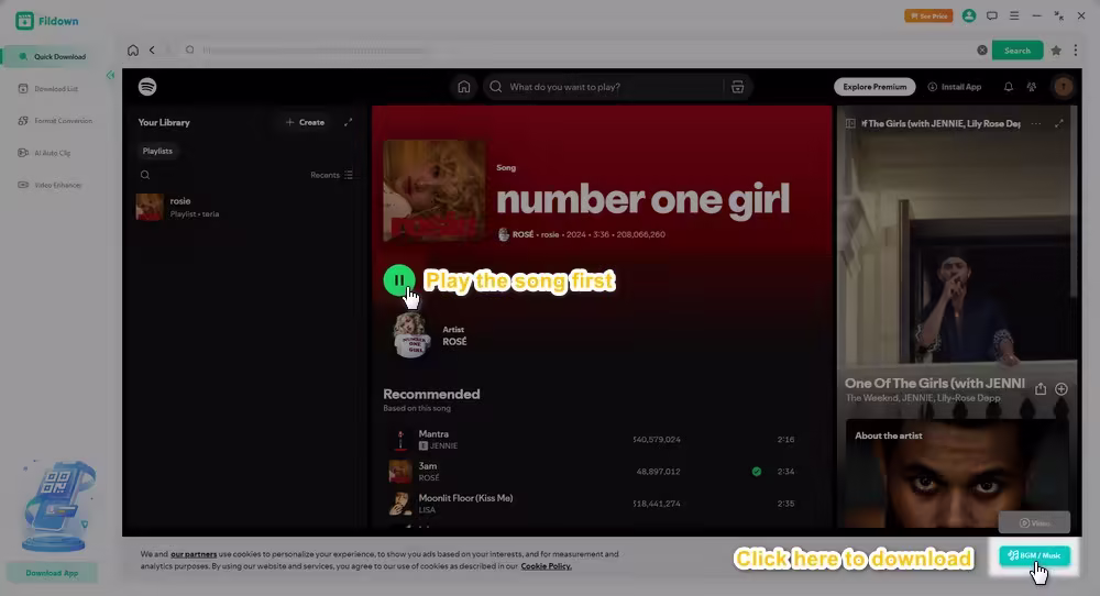 click to download music from spotify
