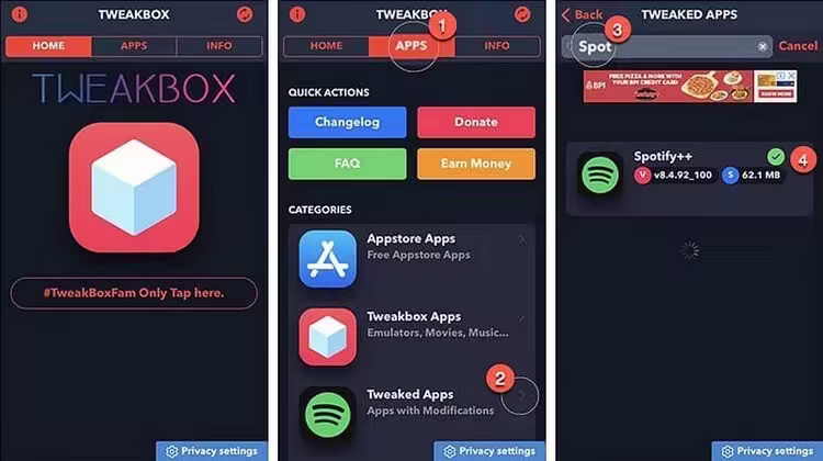 get spotify++ from tweakbox