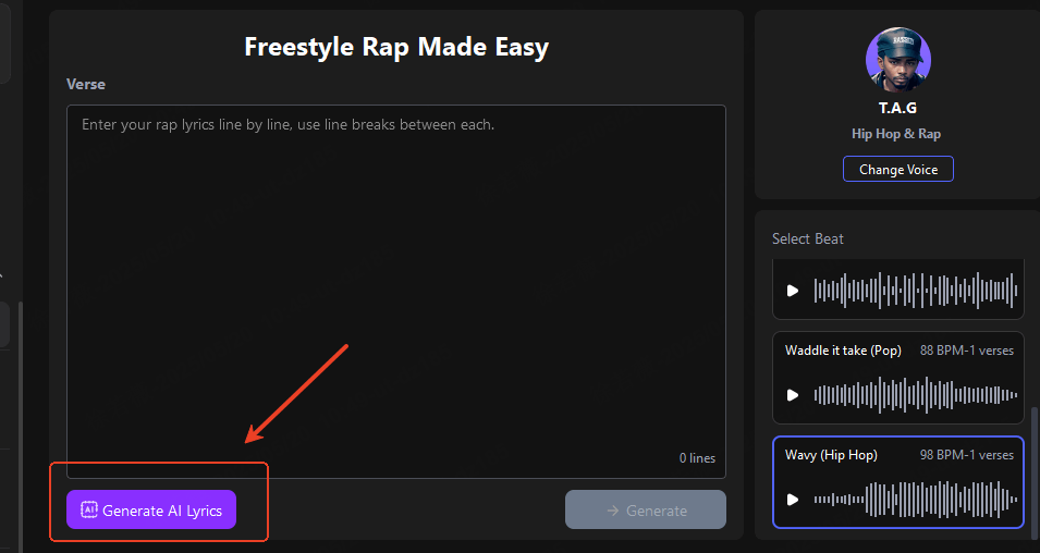 generate rap lyrics