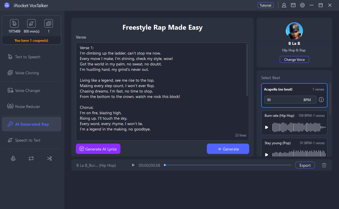 select ai generated rap