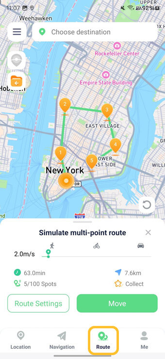 multi spot switch to route mode