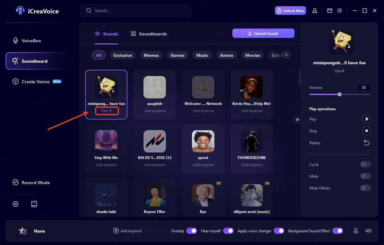 add keybinds for sound effects in icreavoice