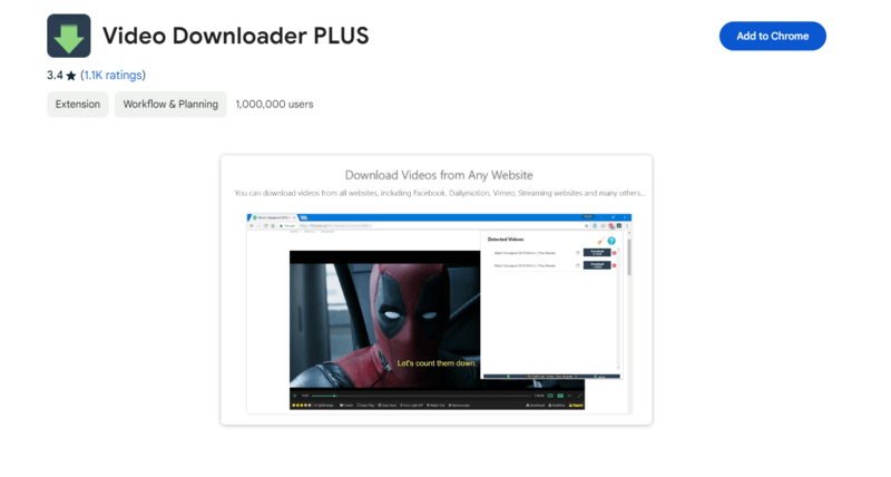 chromeに対応した無料で埋め込み動画をダウンロードする方法:video downloader plus