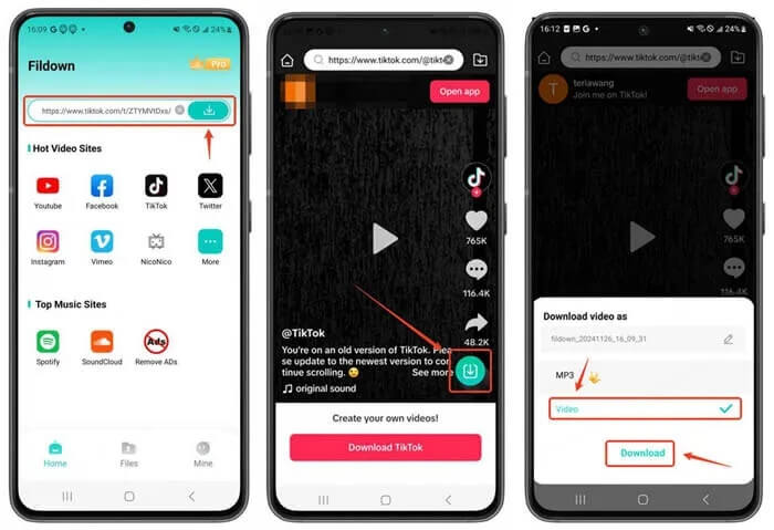 在 android 上進行 tiktok 影片下載