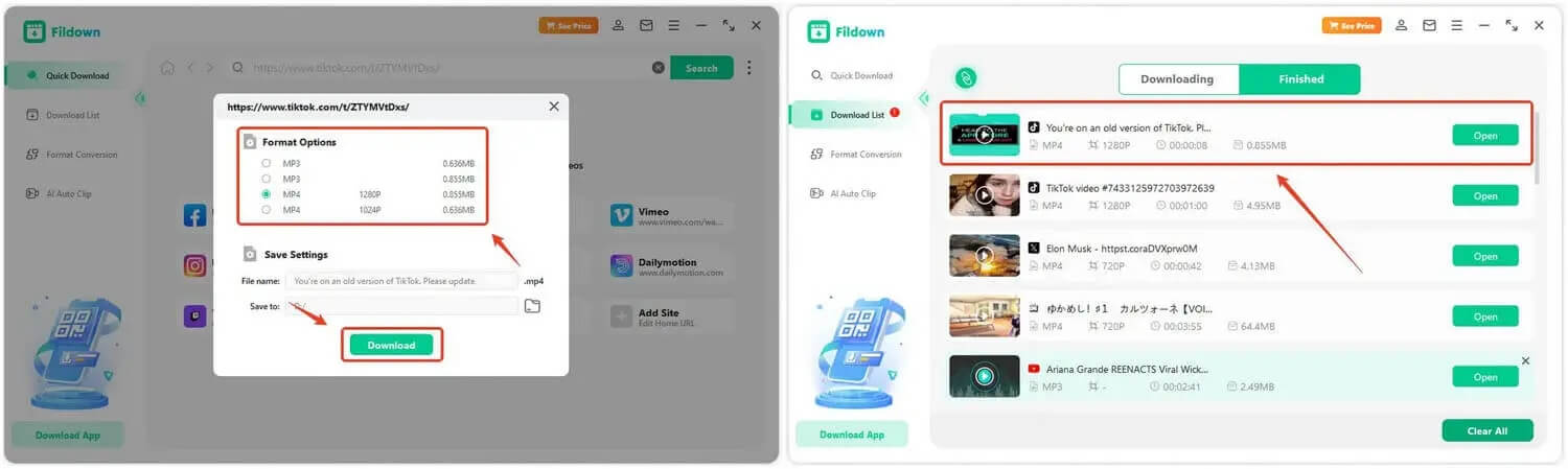 tiktok 影片下載完成