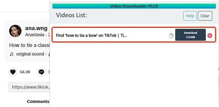 使用擴充功能下載 tiktok 影片
