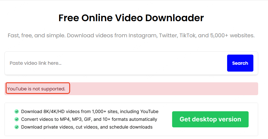 videodownloader不支援youtube下載