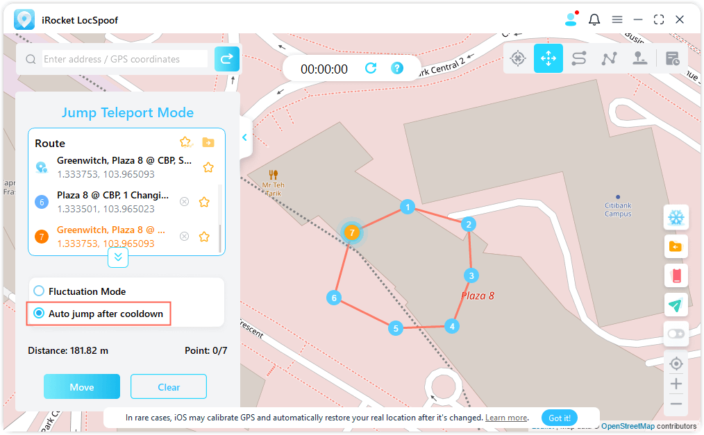 plan virtual route to move along